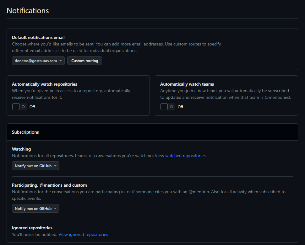 setting up github notifications