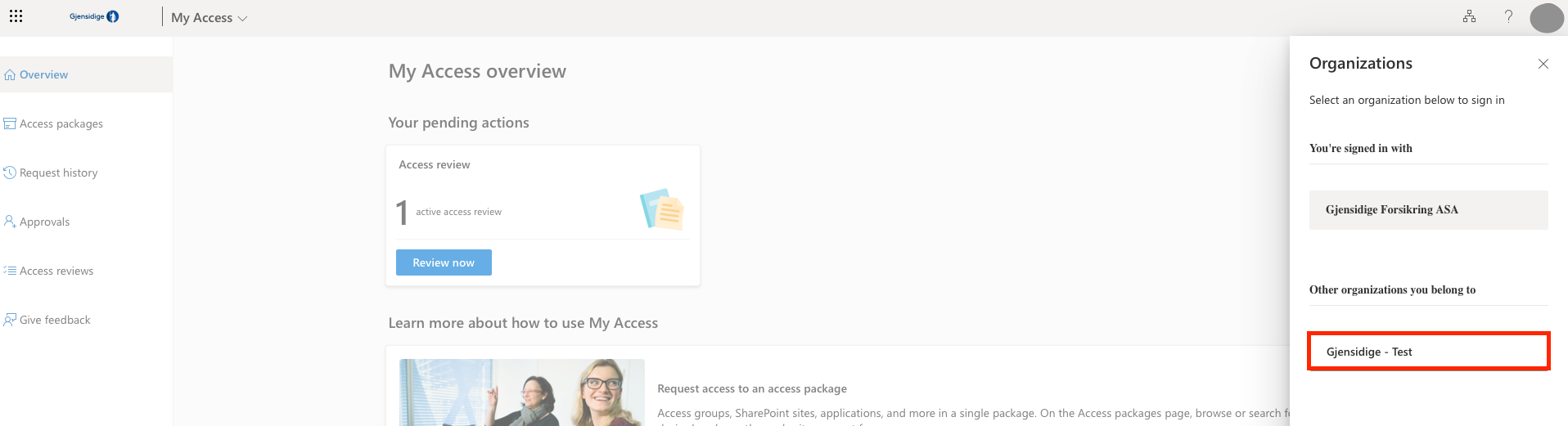 screenshot of my access select
