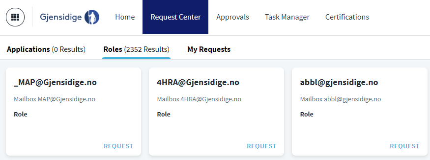 screenshot of software request window