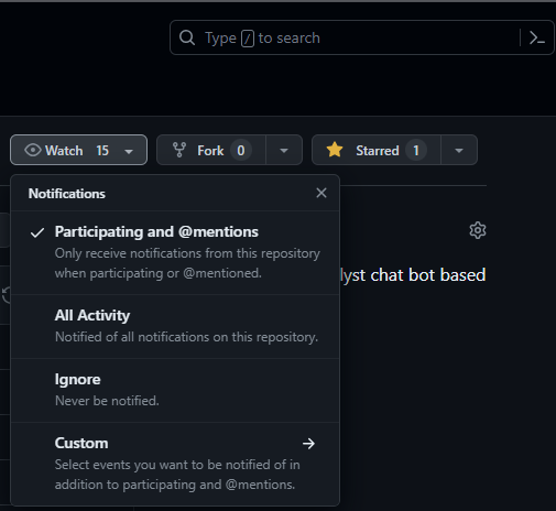 watch or star github repo