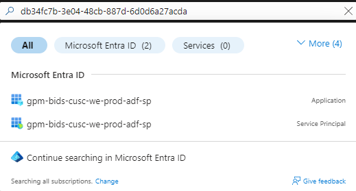 Azure portal search bar